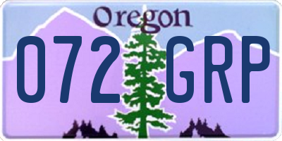 OR license plate 072GRP