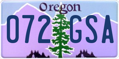 OR license plate 072GSA