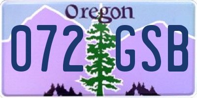 OR license plate 072GSB
