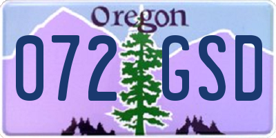 OR license plate 072GSD