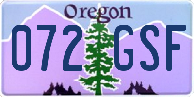 OR license plate 072GSF