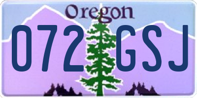 OR license plate 072GSJ