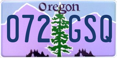 OR license plate 072GSQ