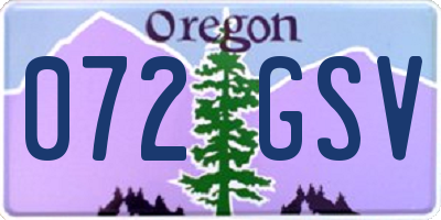 OR license plate 072GSV