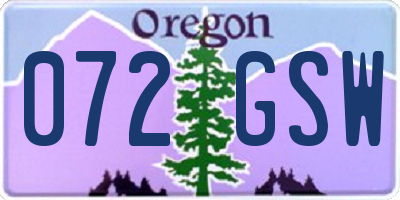 OR license plate 072GSW