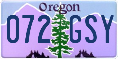 OR license plate 072GSY