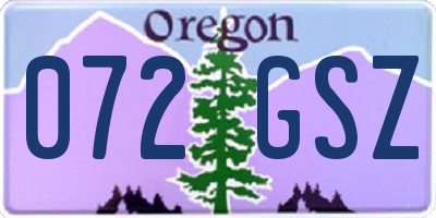 OR license plate 072GSZ