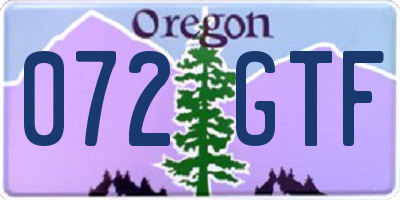 OR license plate 072GTF