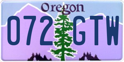 OR license plate 072GTW
