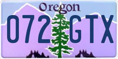 OR license plate 072GTX