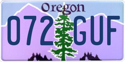 OR license plate 072GUF