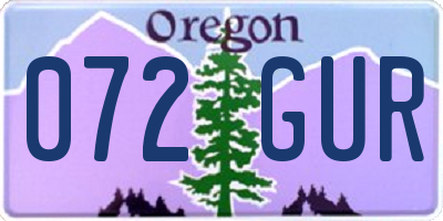 OR license plate 072GUR
