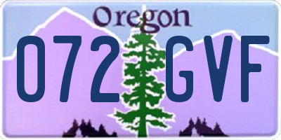 OR license plate 072GVF