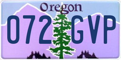 OR license plate 072GVP