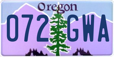 OR license plate 072GWA