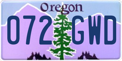 OR license plate 072GWD