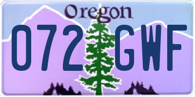 OR license plate 072GWF