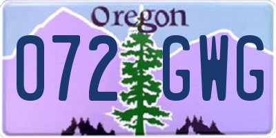 OR license plate 072GWG