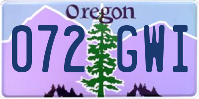 OR license plate 072GWI