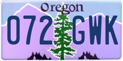 OR license plate 072GWK