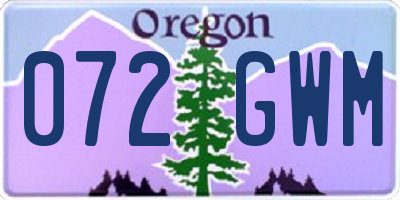 OR license plate 072GWM