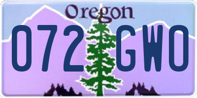OR license plate 072GWO