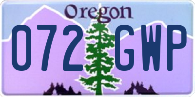 OR license plate 072GWP