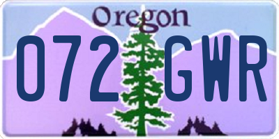 OR license plate 072GWR