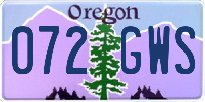 OR license plate 072GWS