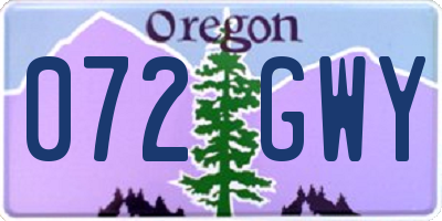 OR license plate 072GWY