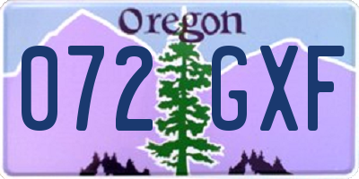 OR license plate 072GXF
