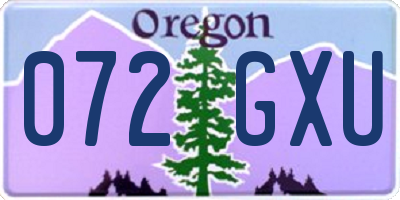 OR license plate 072GXU