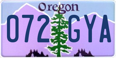 OR license plate 072GYA