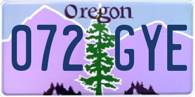 OR license plate 072GYE