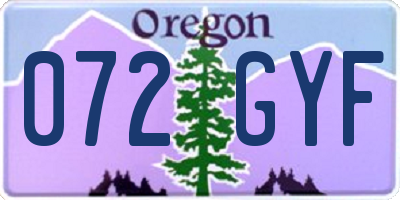 OR license plate 072GYF
