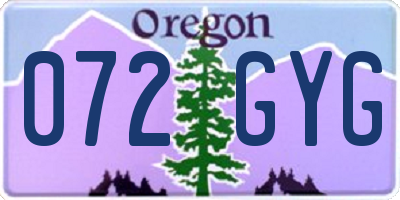 OR license plate 072GYG