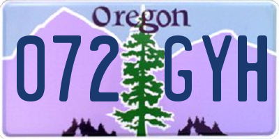 OR license plate 072GYH