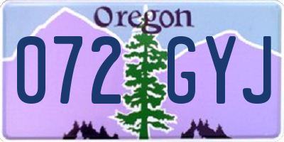 OR license plate 072GYJ