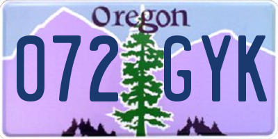 OR license plate 072GYK