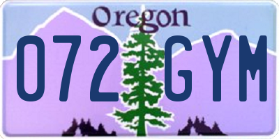 OR license plate 072GYM