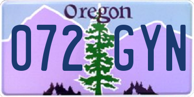 OR license plate 072GYN