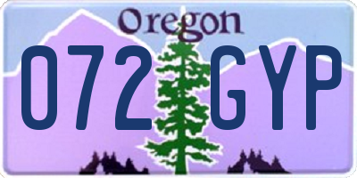OR license plate 072GYP
