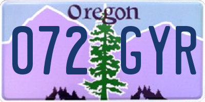 OR license plate 072GYR