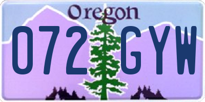 OR license plate 072GYW