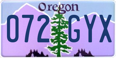OR license plate 072GYX