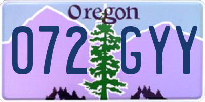 OR license plate 072GYY