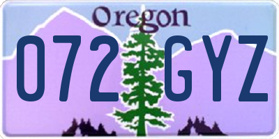 OR license plate 072GYZ