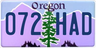 OR license plate 072HAD