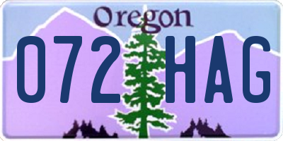 OR license plate 072HAG