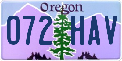 OR license plate 072HAV